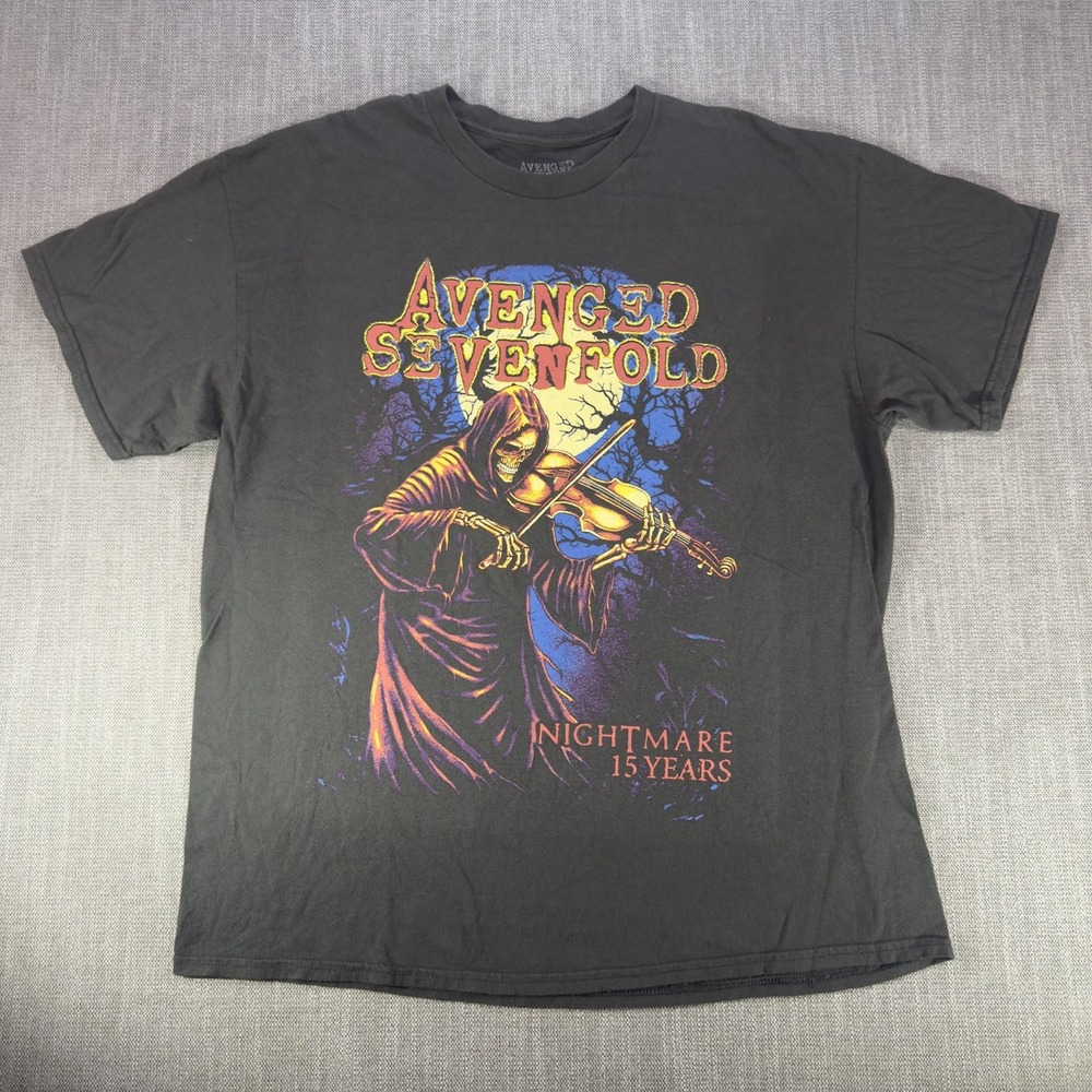 Avenged Sevenfold Shirt Mens Large Black Nightmare 15 Years Reaper Graphic Tee